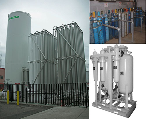 大宗气体站、瓶装氮气、传统制氮机